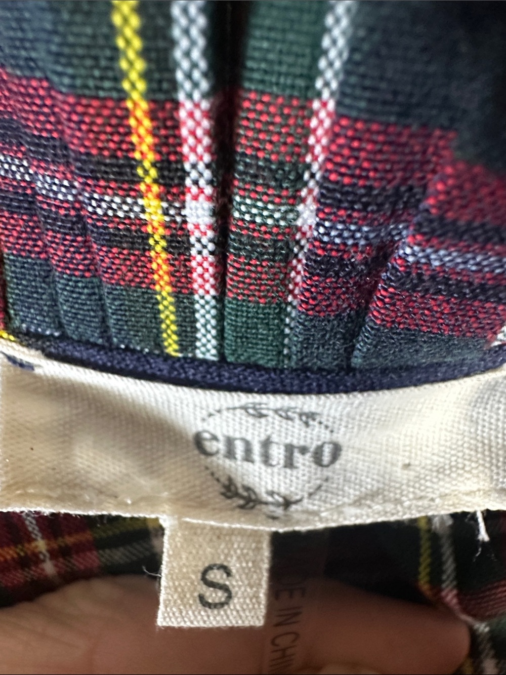 Entro Navy Plaid V Neck Puff Sleeve Babydoll Mini Dress S Small - Picture 6 of 10